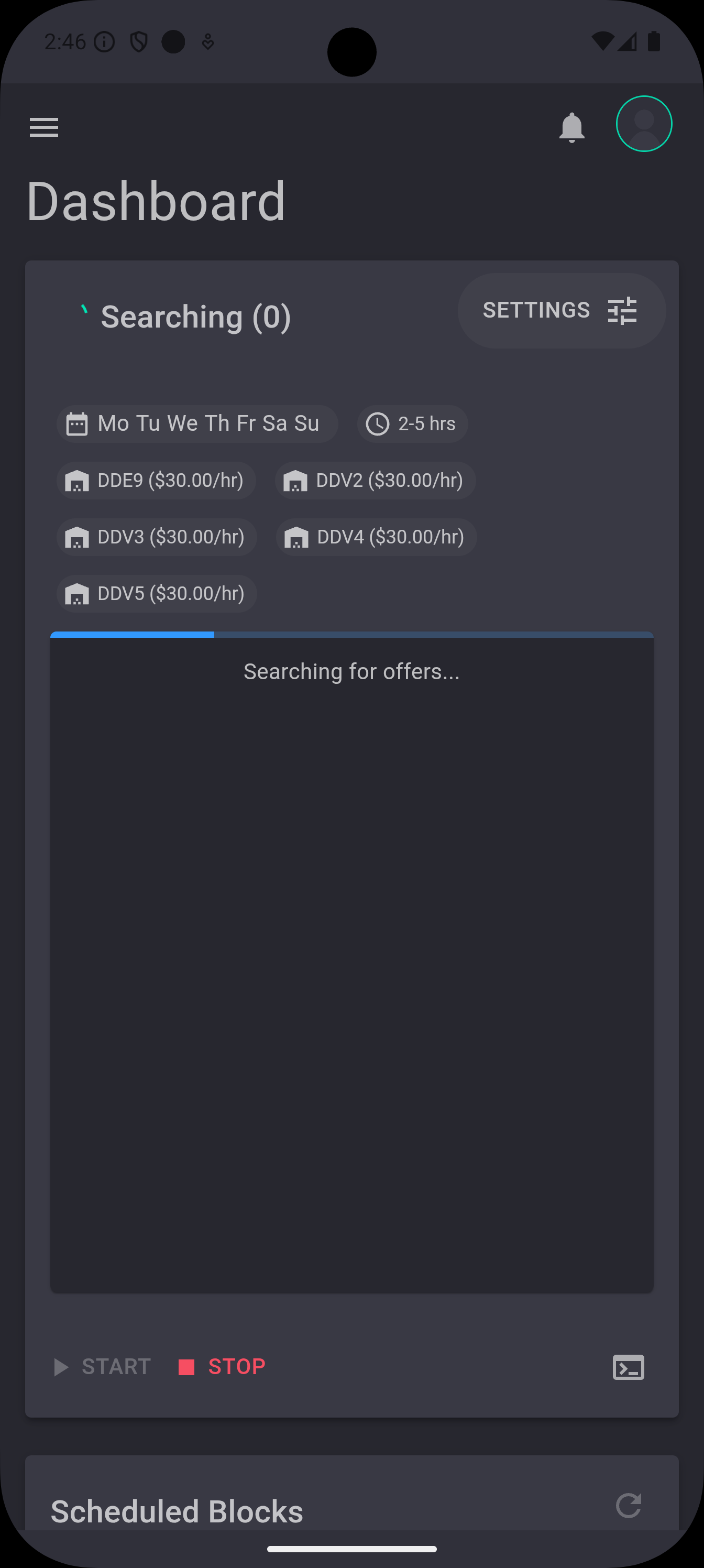 Flextra actively searching for offers with filters applied